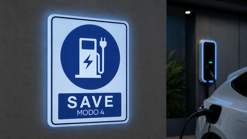 Placa fotoluminescente SAVE: onde comprar o modelo certo para estação de recarga de veículo elétrico